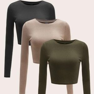 Three fitted cropped sweaters